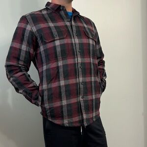 Men's Red and Black Plaid Shirt Jacket